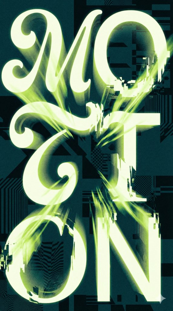 Les polices statiques disparaissent au profit de la typographie cinétique. Les titres s'étirent, bougent et réagissent au survol de la souris.